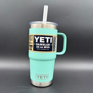 YETI Rambler 25 oz Mug with Straw Lid Seafoam Green 4010 Scuffs - READ